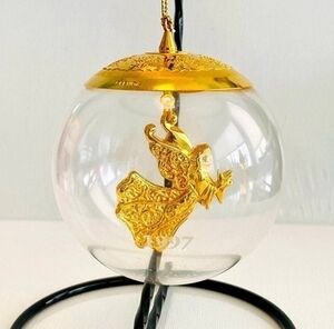 Vintage 1997 Lenox Celestial Angel Ball Crystal Christmas Ornament 3" NIB